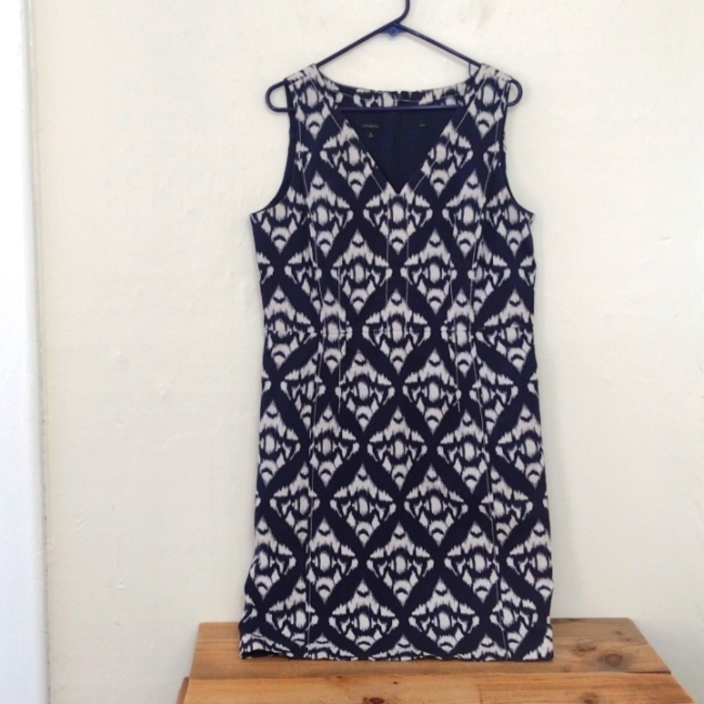 Talbots Navy and White Sleeveless Midi Dress - Picture 2 of 13
